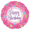 18" Floral Happy Birthday Foil Balloon