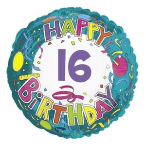 18" Happy Birthday 16 Congrats Flakes Foil Balloon