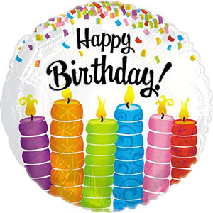 18" Happy Birthday Candle Foil Balloon
