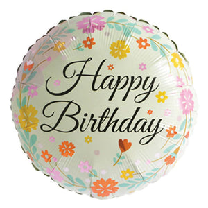 Floral Theme Happy Birthday Foil Balloon - Funzoop
