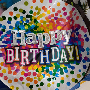 18" Happy Birthday Rainbow Polka Foil Balloon