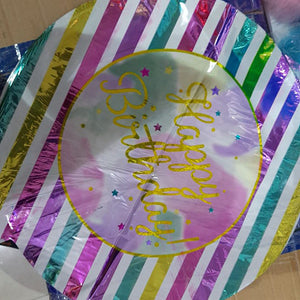 18" Happy Birthday Rainbow Stripes Foil Balloon