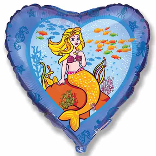 Mermaid Under the Sea Foil Balloon, 18 Inch shown as a product reference for themed parties and celebration displays, with its themed design visible.