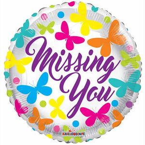 18" Missing You Butterflies Foil Balloon - Funzoop