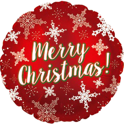 Merry Christmas Round Foil Balloon, 18 Inch shown as a product reference for Christmas parties and festive gatherings, with its themed design visible.