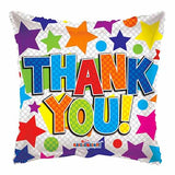 18" Thank You Bunch Of Stars and Circles Foil Balloon - Funzoop