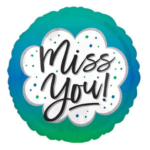 18" MISS YOU Green Foil Balloon (Helium Inflated)