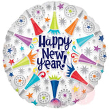 18" Celebrations White Happy New Year Printed Foil Balloon - Funzoop