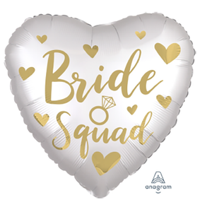 18" BRIDE SQUAD Heart Shaped Foil Balloon (Helium Inflated)