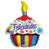 18" Congratulations (Felicidades) Cake-Shaped Foil Balloon [Helium Inflated] - Funzoop The Party Shop
