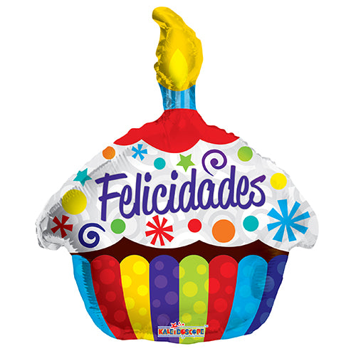 18" Congratulations (Felicidades) Cake-Shaped Foil Balloon [Helium Inflated] - Funzoop The Party Shop
