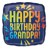 18" Happy Birthday GRANDPA Blue Foil Balloon (Helium Inflated)