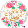 Wedding Wishes Foil Balloons [Helium Inflated] Heart Shaped Pink Flowers - Funzoop The Party Shop