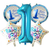 1st Birthday Foil Balloons Bouquet Set - Boy - Funzoop