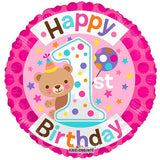 18 inches 1st birthday girl helium foil balloon with cake and stars design from Funzoop The Party Shop
Pink first birthday girl foil balloon party decoration from Funzoop The Party Shop
Round 1st birthday girl celebration foil balloon for baby party décor from Funzoop The Party Shop