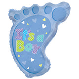 22" Baby Foot Shaped Foil Balloon for New Born Boy Arrival - Funzoop