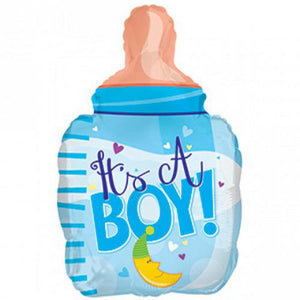 22" Bottle Shape Foil Balloon for Baby Boy Arrival - Funzoop 