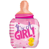 22" Bottle Shape Foil Balloon for Baby Girl Arrival - Funzoop 