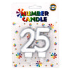 25th Milestone Number Candle - Silver - Funzoop The Party Shop