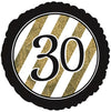 18" Black & Gold Glitter Foil Balloon (30th Milestone) - Funzoop
