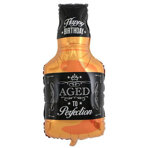 34" Aged To Perfection Whiskey Bottle Shaped Foil Balloon - Funzoop
