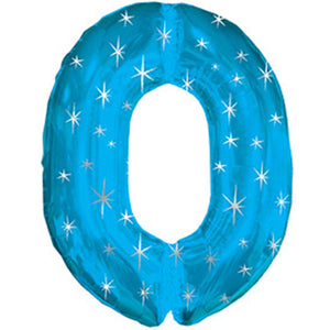 38" Extra Large Sparkle Number Foil Balloon - Blue [Available Milestone Digits 1 and 40]- Helium Inflated
