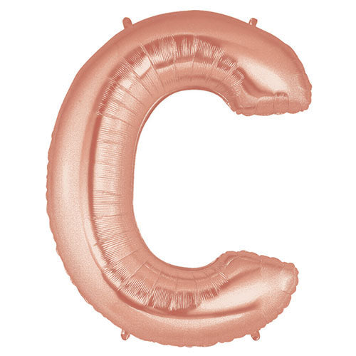 40" Large Foil Alphabet Balloons- Rose Gold (Letter C) - Funzoop