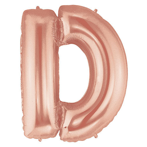 40" Large Foil Alphabet Balloons- Rose Gold (Letter D) - Funzoop