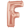 40" Large Foil Alphabet Balloons- Rose Gold (Letter F) - Funzoop