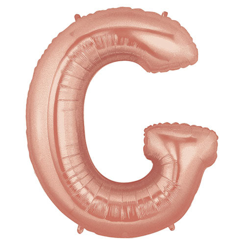40" Large Foil Alphabet Balloons- Rose Gold (Letter G) - Funzoop