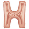 40" Large Foil Alphabet Balloons- Rose Gold (Letter H) - Funzoop