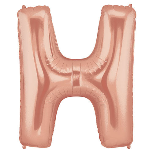 40" Large Foil Alphabet Balloons- Rose Gold (Letter H) - Funzoop