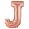 40" Large Foil Alphabet Balloons- Rose Gold (Letter J) - Funzoop
