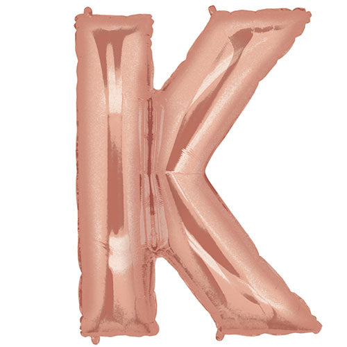 40" Large Foil Alphabet Balloons- Rose Gold (Letter K) - Funzoop