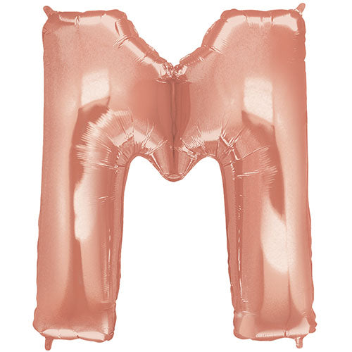 40" Large Foil Alphabet Balloons- Rose Gold (Letter M) - Funzoop