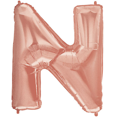 40" Large Foil Alphabet Balloons- Rose Gold (Letter N) - Funzoop