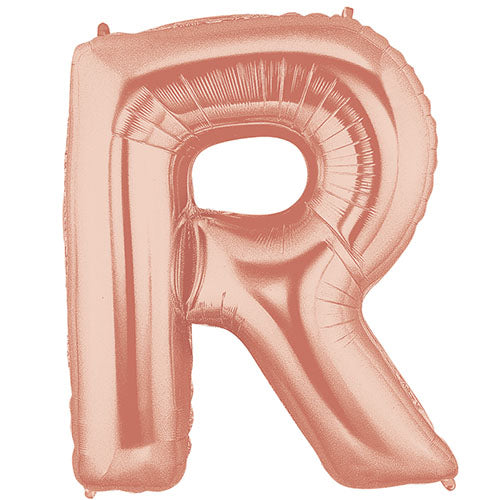 40" Large Foil Alphabet Balloons- Rose Gold (Letter R) - Funzoop