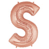 40" Large Foil Alphabet Balloons- Rose Gold (Letter S) - Funzoop