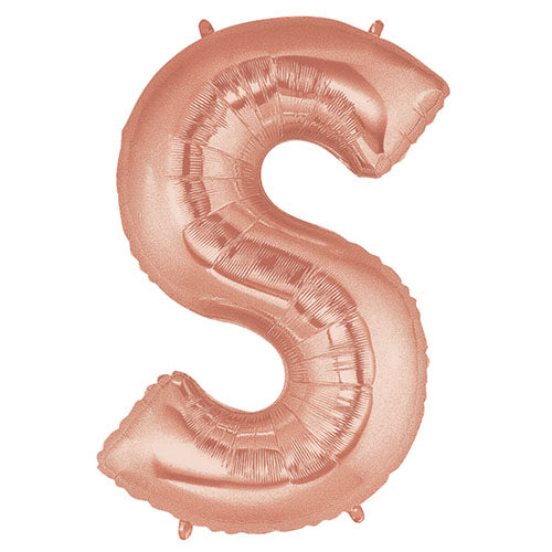 40" Large Foil Alphabet Balloons- Rose Gold (Letter S) - Funzoop