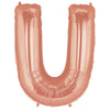 40" Large Foil Alphabet Balloons- Rose Gold (Letter U) - Funzoop