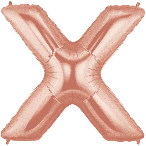 40" Large Foil Alphabet Balloons- Rose Gold (Letter X) - Funzoop