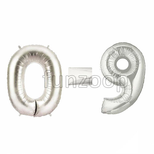 40" Large Foil Number Balloons- Silver - Funzoop