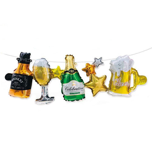 5 Foil Balloons Adult Birthday Foil Balloons Garland - Funzoop The Party Shop