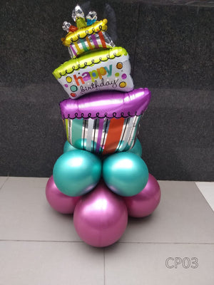 Happy Birthday Multi-color Cake Foil Centerpiece [CP03] - Funzoop
