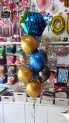 Birthday Hexagon Foil & Chrome Helium Balloon Bouquet