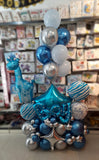 Baby Boy Arrival Giraffe Balloons Centerpiece with Helium Bunch