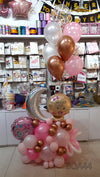 Baby Arrival Over the Moon Centerpiece - Girl - With-Helium-Bunch