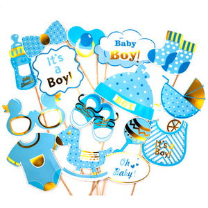 Baby BOY Arrival Photo Booth Props Set [15 pcs] - Funzoop The Party Shop