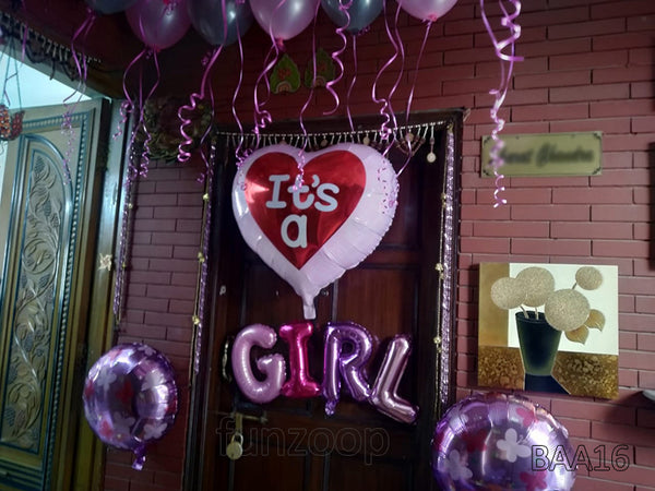 It's a Girl Welcome Foil Balloon Arrangement, 4 Pcs