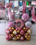 Baby Girl Arrival Giraffe Balloons Centerpiece with Heart with Donut